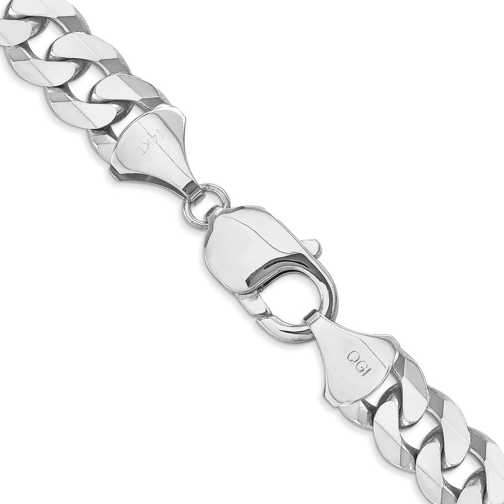9.5mm Flat Beveled Curb Chain - White Gold