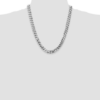 9.5mm Flat Beveled Curb Chain - White Gold