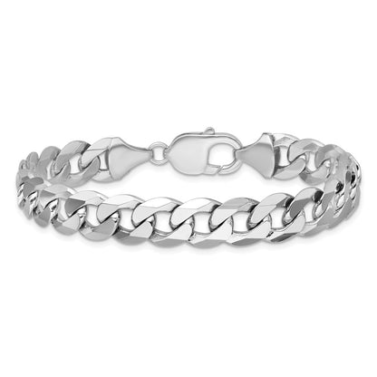 9.5mm Flat Beveled Curb Chain - White Gold