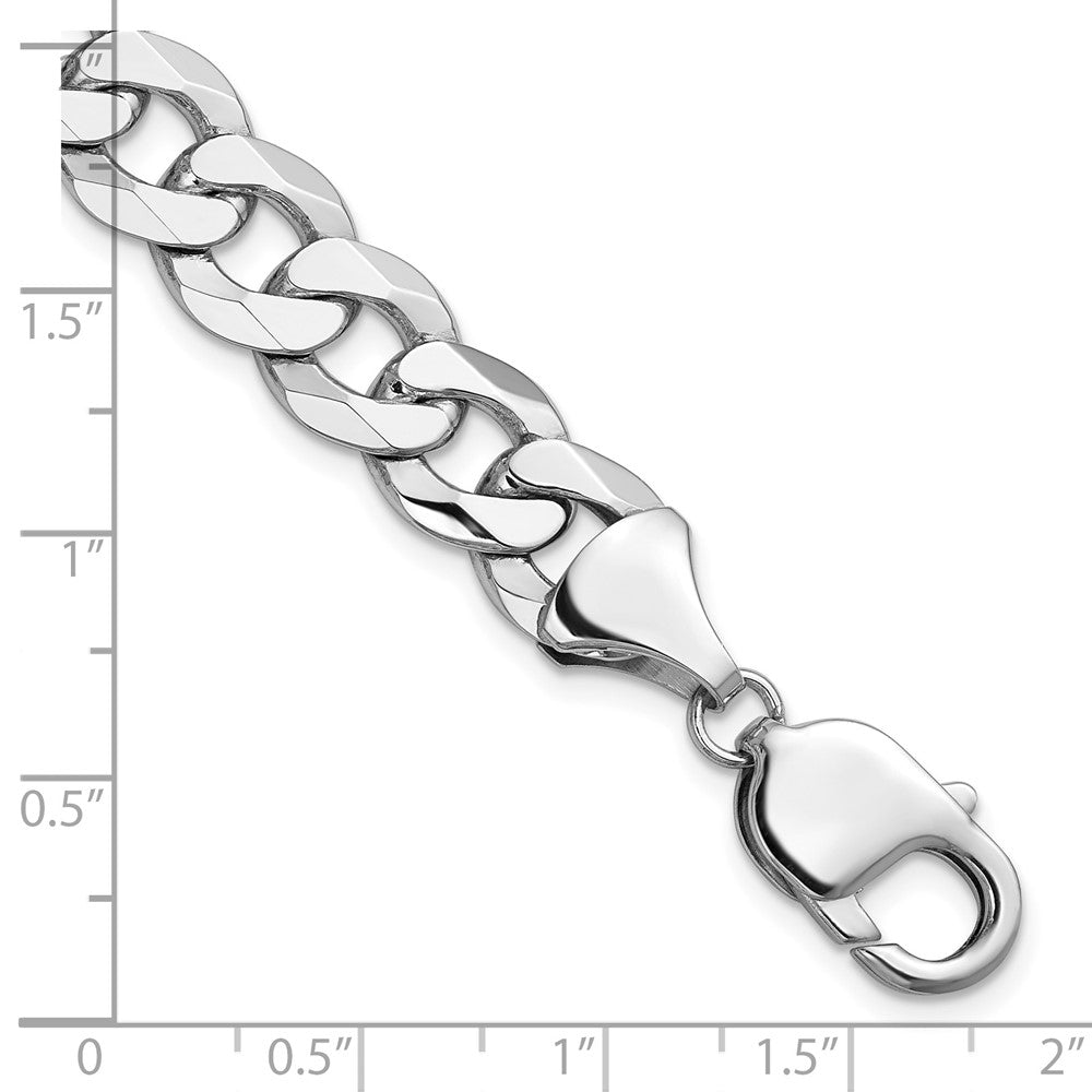 9.5mm Flat Beveled Curb Chain - White Gold