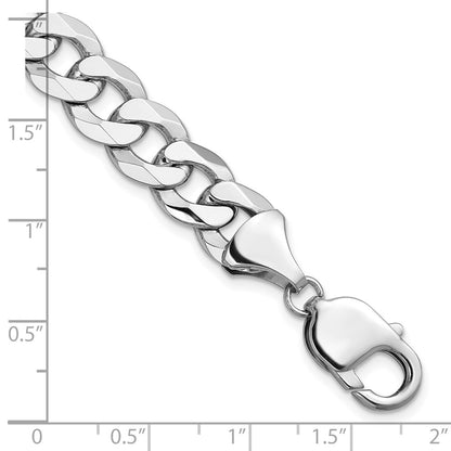 9.5mm Flat Beveled Curb Chain - White Gold