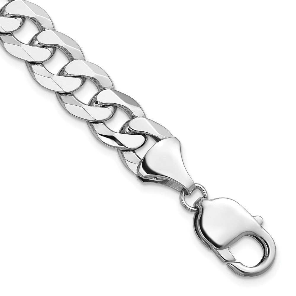 9.5mm Flat Beveled Curb Chain - White Gold