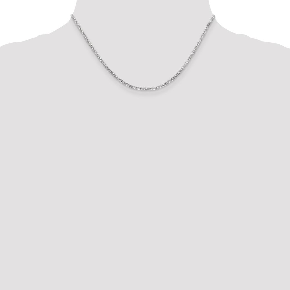 2.25mm Flat Figaro Chain - White Gold