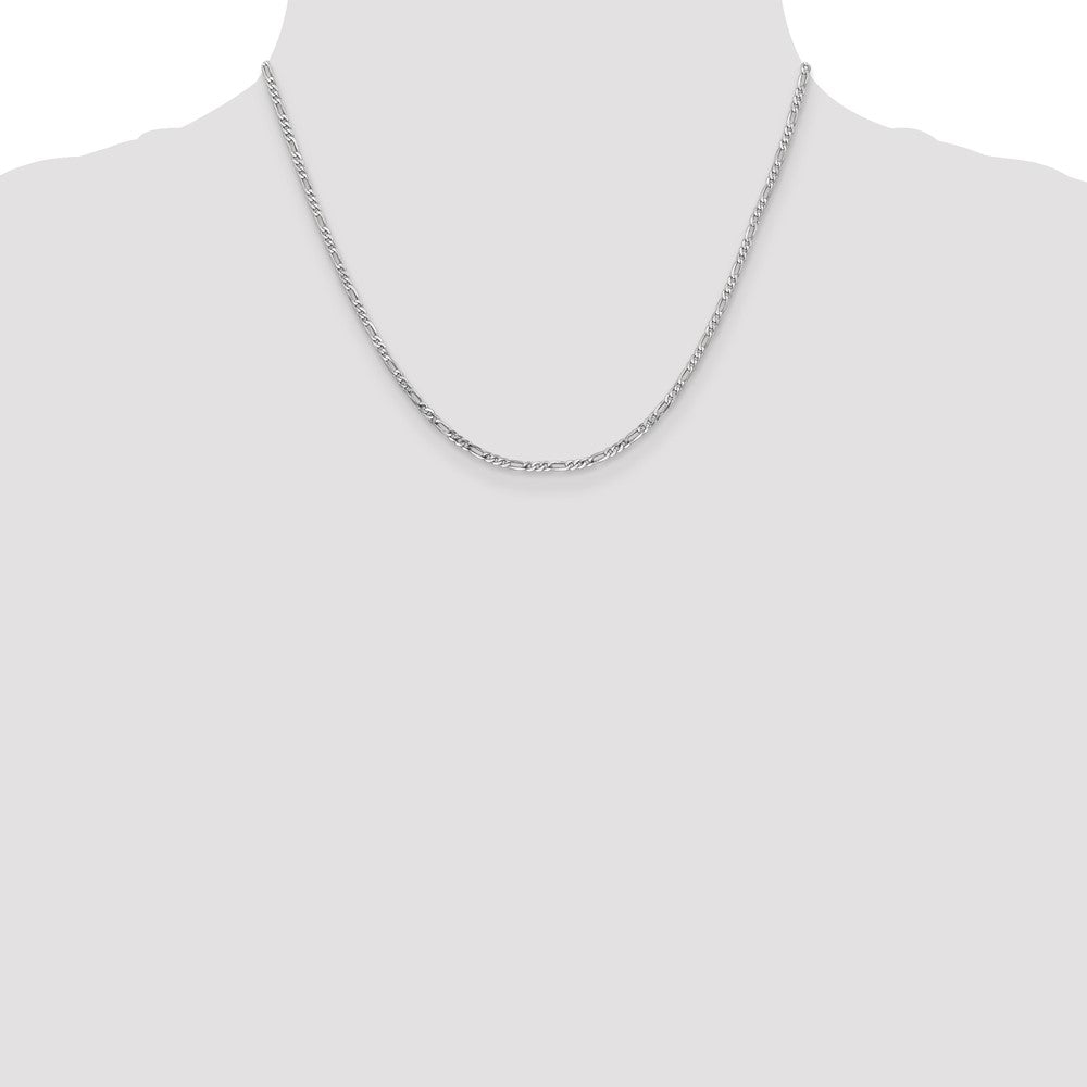 2.25mm Flat Figaro Chain - White Gold