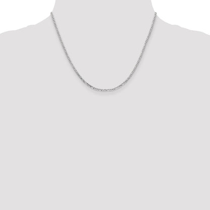 2.25mm Flat Figaro Chain - White Gold