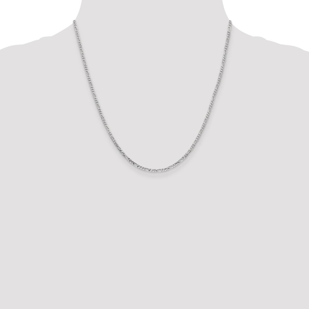 2.25mm Flat Figaro Chain - White Gold