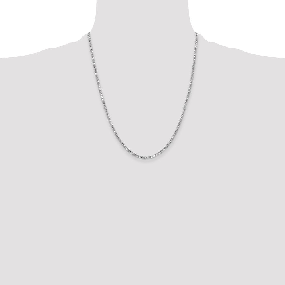 2.25mm Flat Figaro Chain - White Gold