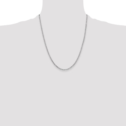 2.25mm Flat Figaro Chain - White Gold