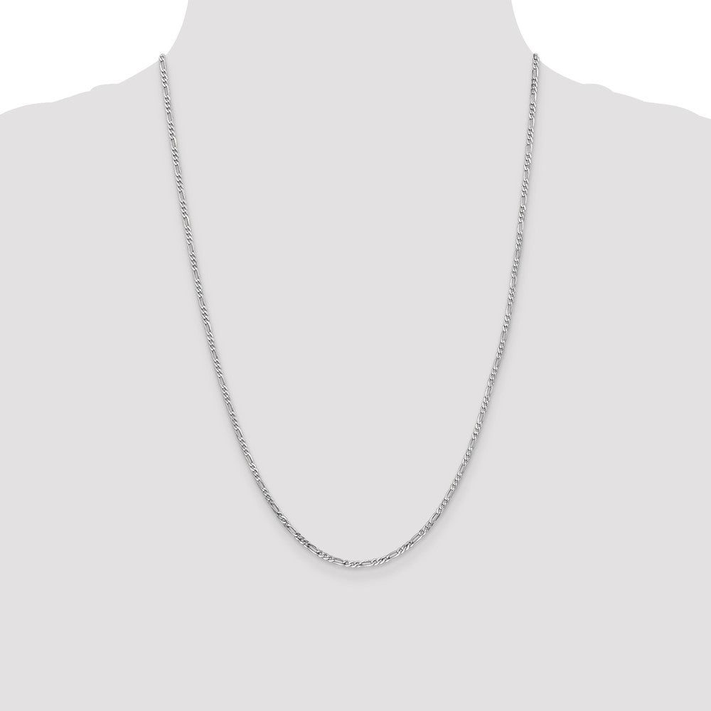 2.25mm Flat Figaro Chain - White Gold