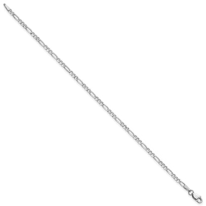2.25mm Flat Figaro Chain Anklet - White Gold