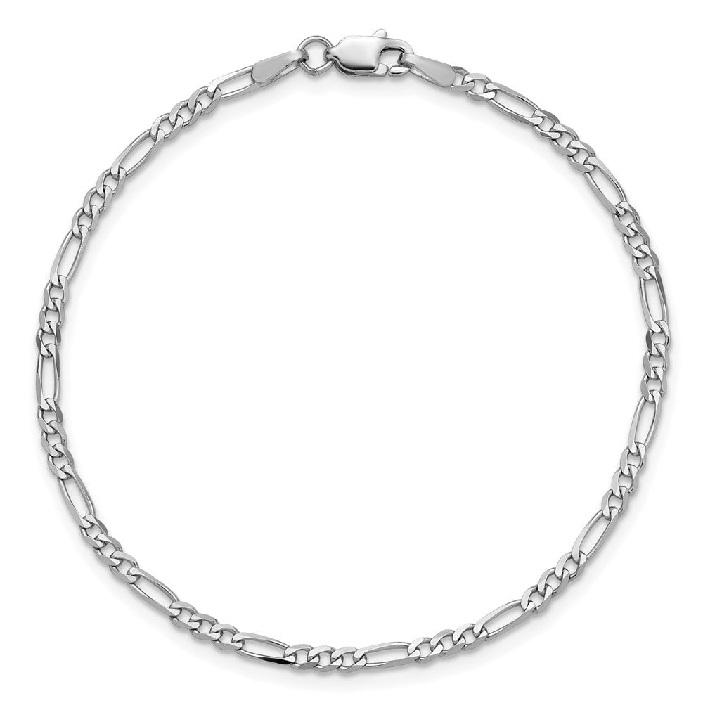 2.25mm Flat Figaro Chain - White Gold