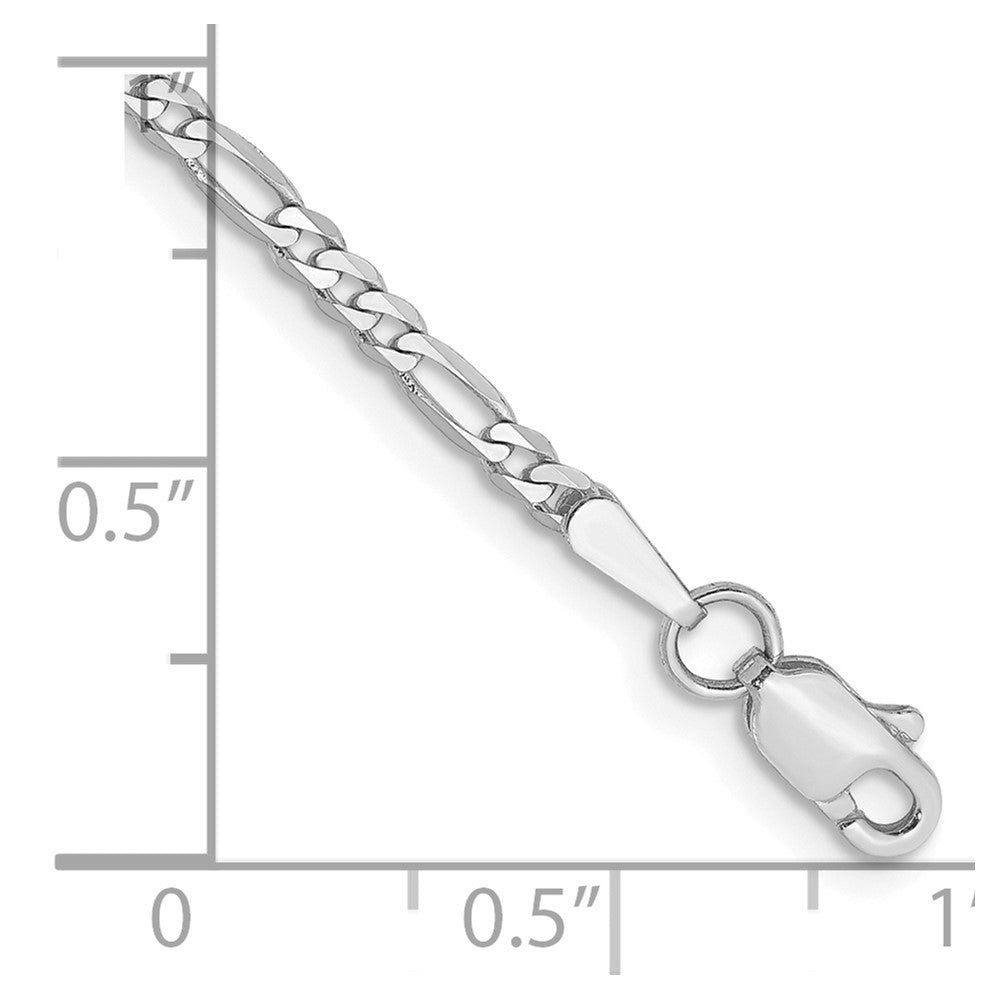 2.25mm Flat Figaro Chain Anklet - White Gold