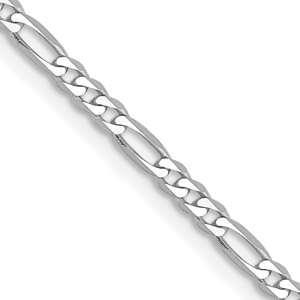 2.25mm Flat Figaro Chain - White Gold