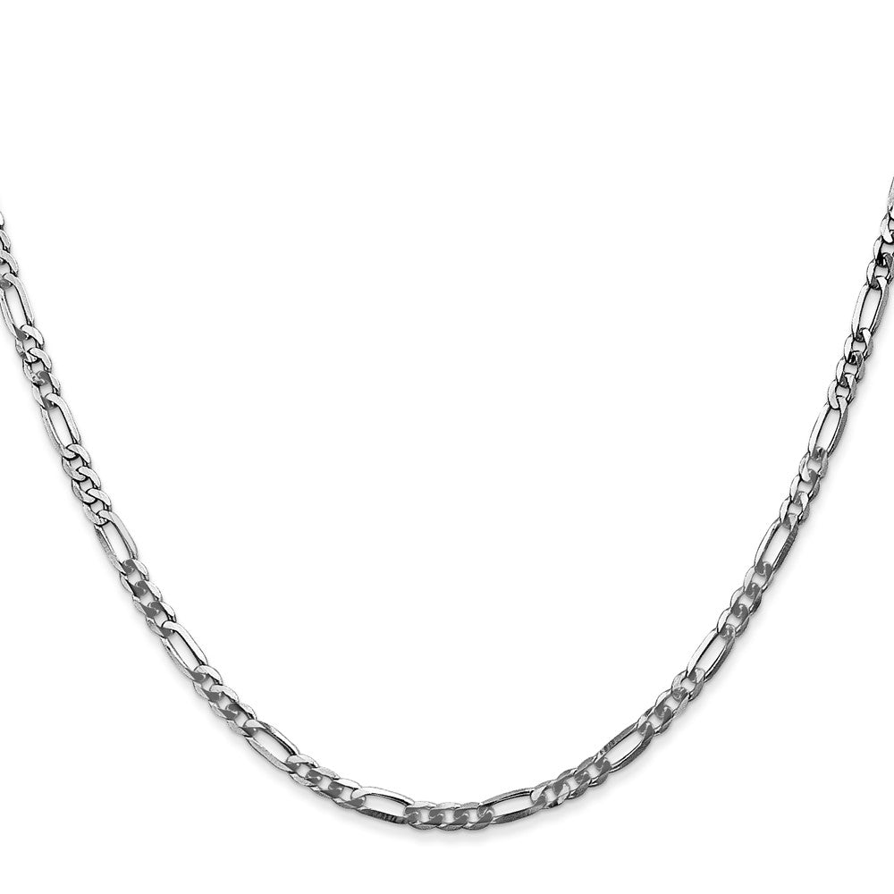 2.75mm Flat Figaro Chain - White Gold