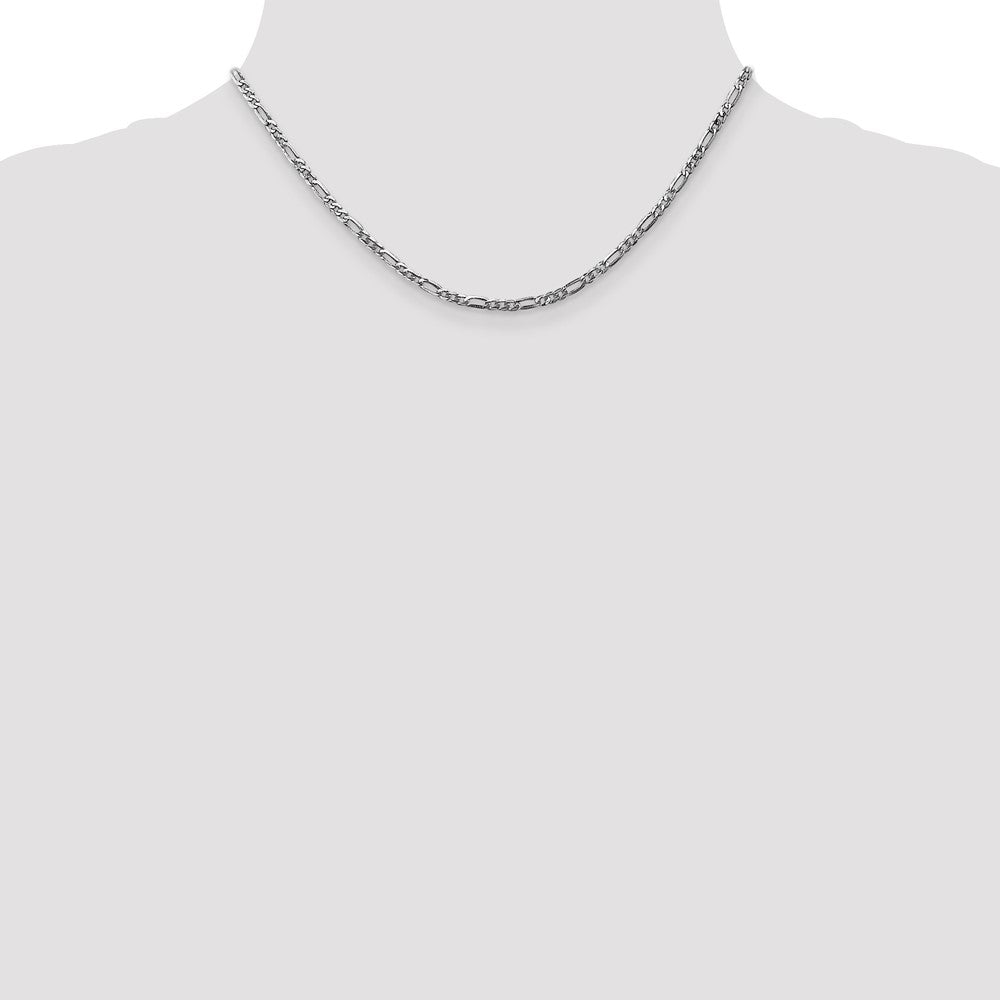2.75mm Flat Figaro Chain - White Gold