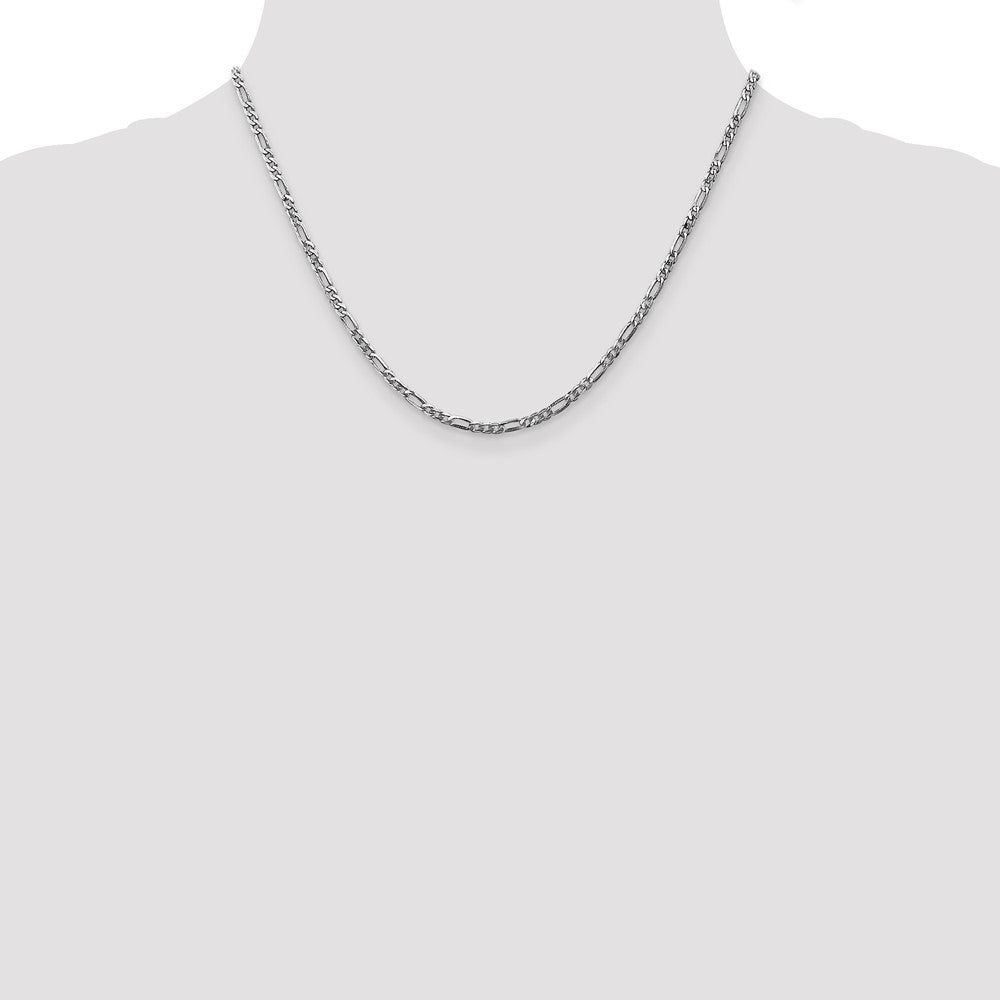 2.75mm Flat Figaro Chain - White Gold