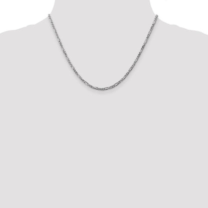 2.75mm Flat Figaro Chain - White Gold