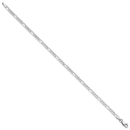 2.75mm Flat Figaro Chain Anklet - White Gold