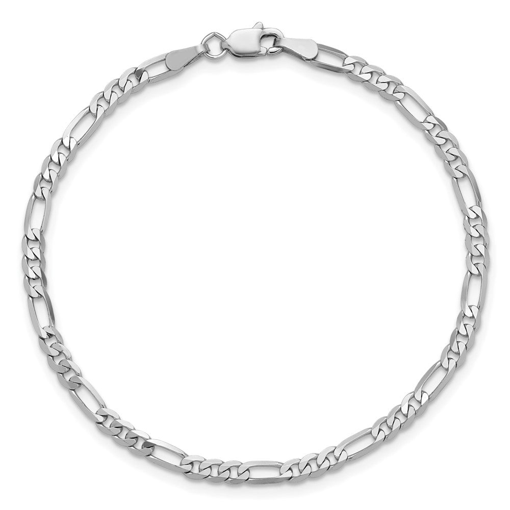 2.75mm Flat Figaro Chain Anklet - White Gold