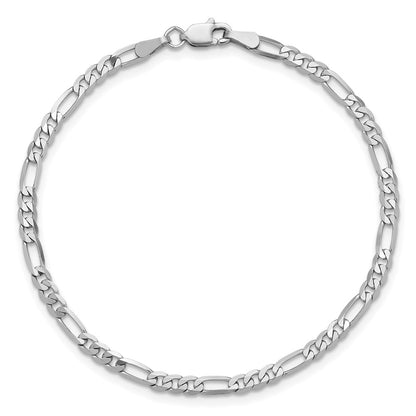 2.75mm Flat Figaro Chain Anklet - White Gold