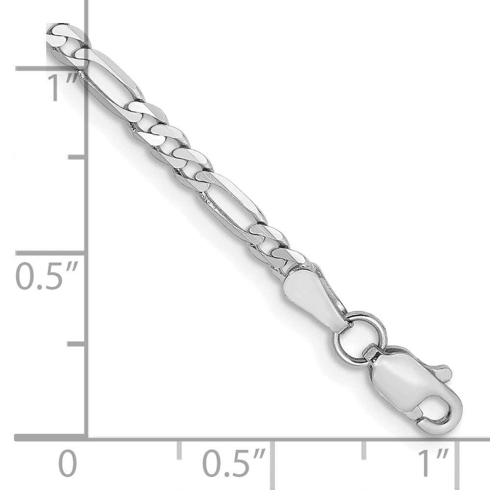 2.75mm Flat Figaro Chain - White Gold