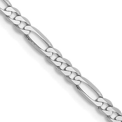 2.75mm Flat Figaro Chain - White Gold