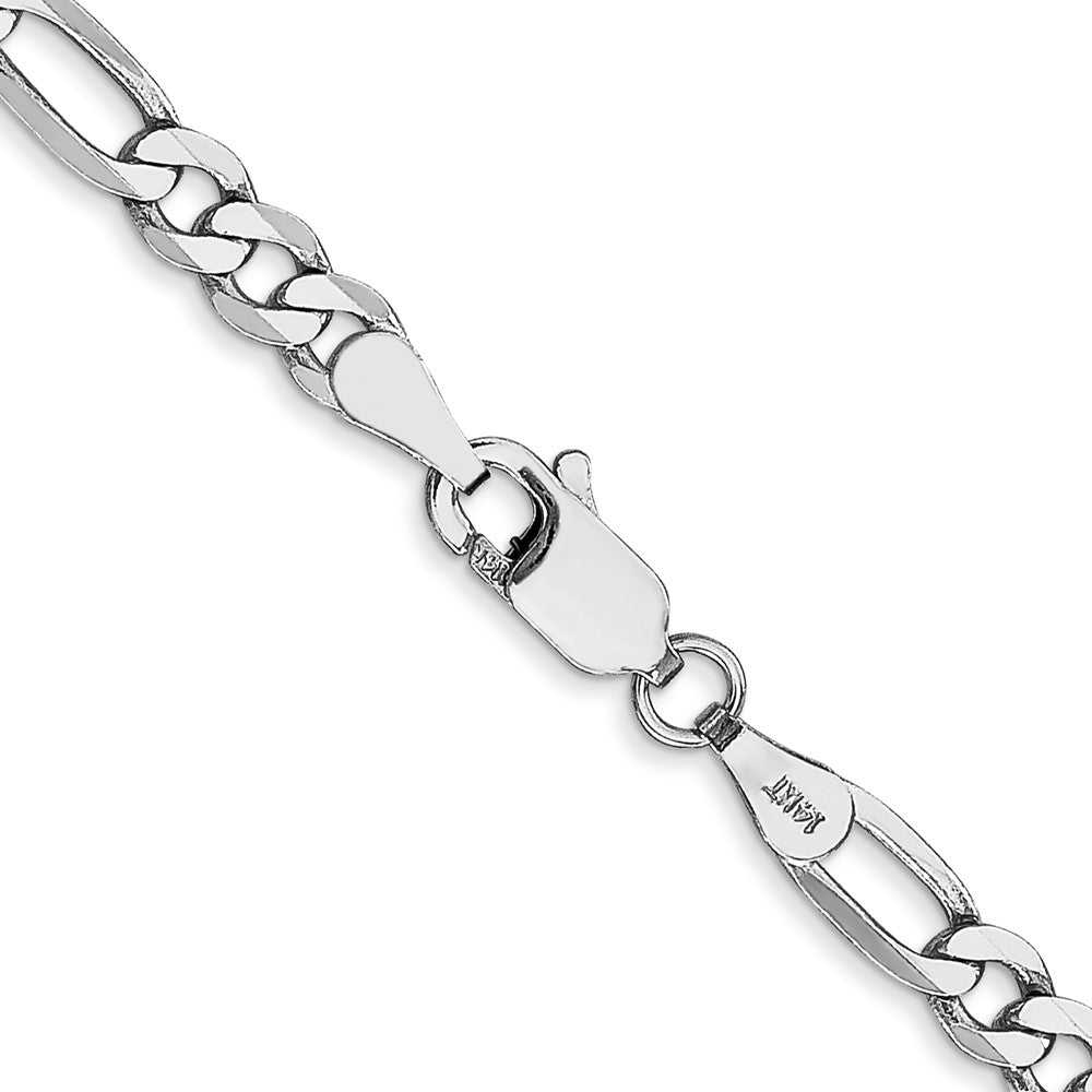 4mm Flat Figaro Chain - White Gold