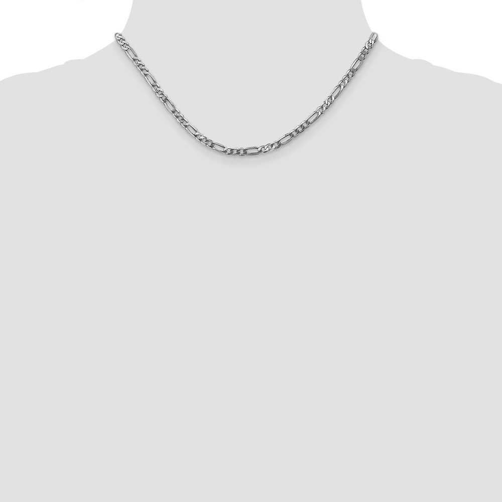 4mm Flat Figaro Chain - White Gold