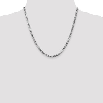 4mm Flat Figaro Chain - White Gold