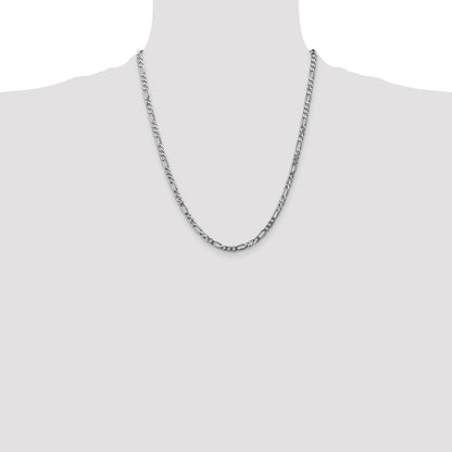 4mm Flat Figaro Chain - White Gold