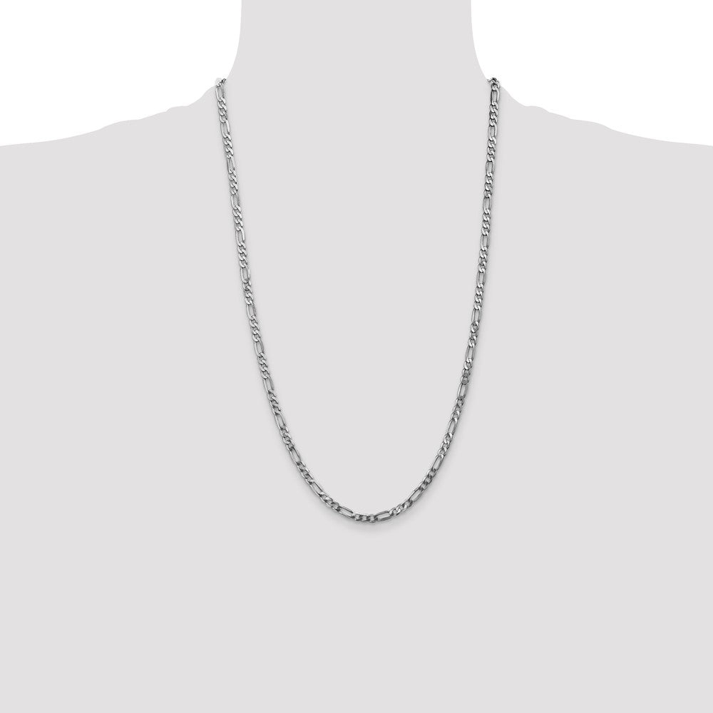 4mm Flat Figaro Chain - White Gold