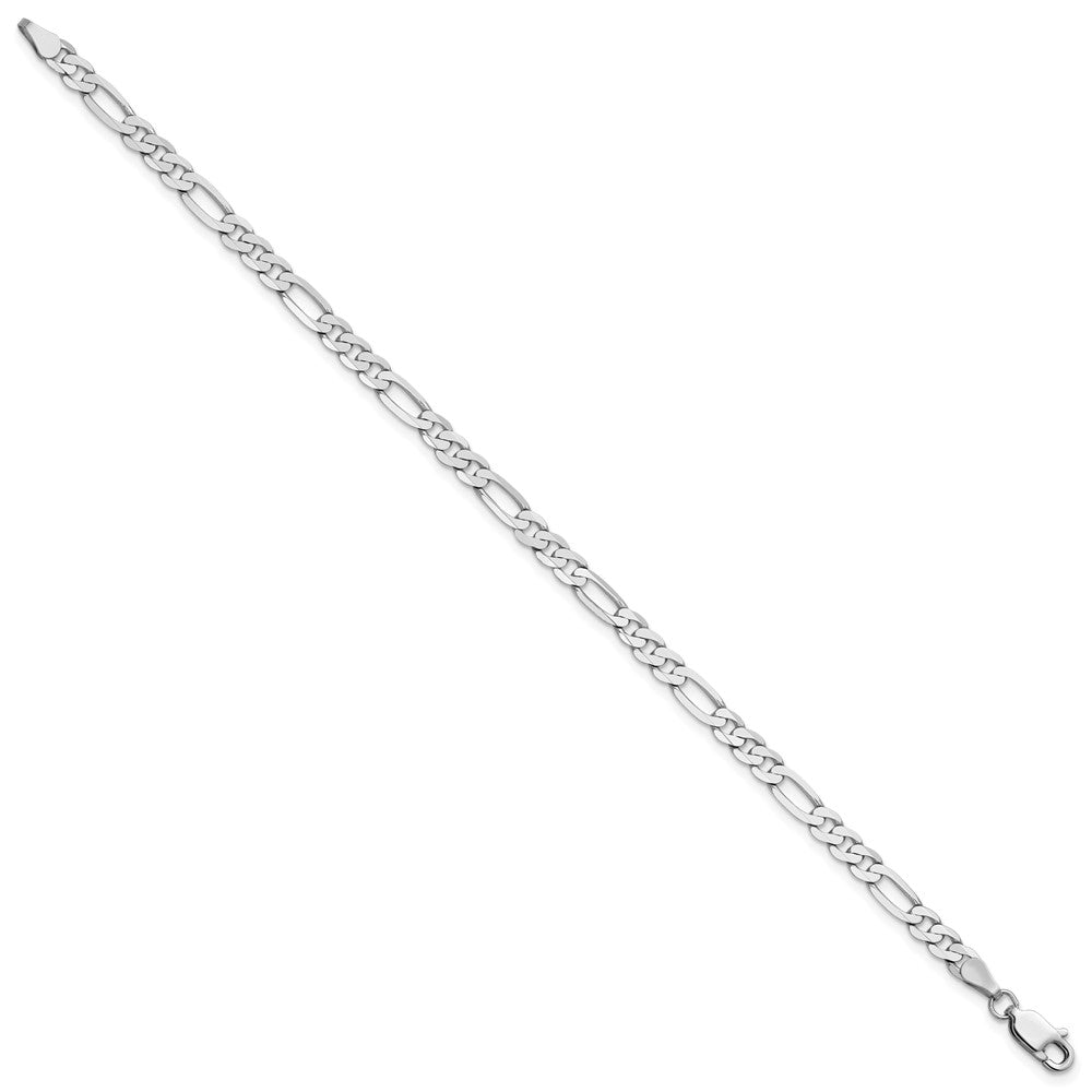 4mm Flat Figaro Chain - White Gold