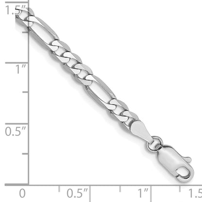 4mm Flat Figaro Chain - White Gold