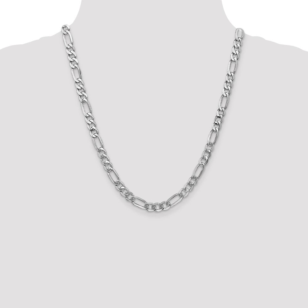 7mm Flat Figaro Chain - White Gold