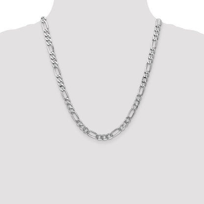 7mm Flat Figaro Chain - White Gold
