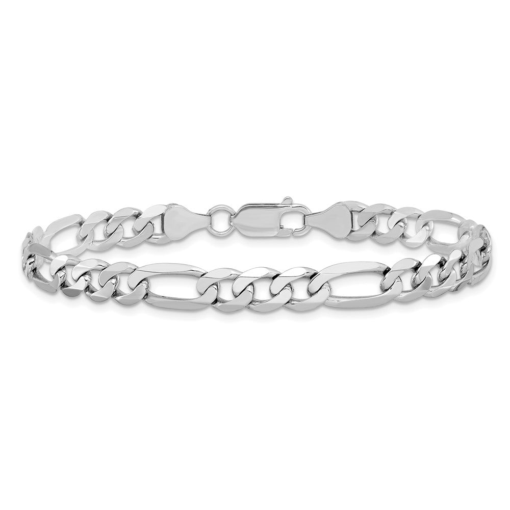 7mm Flat Figaro Chain - White Gold