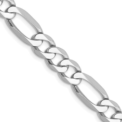 7mm Flat Figaro Chain - White Gold