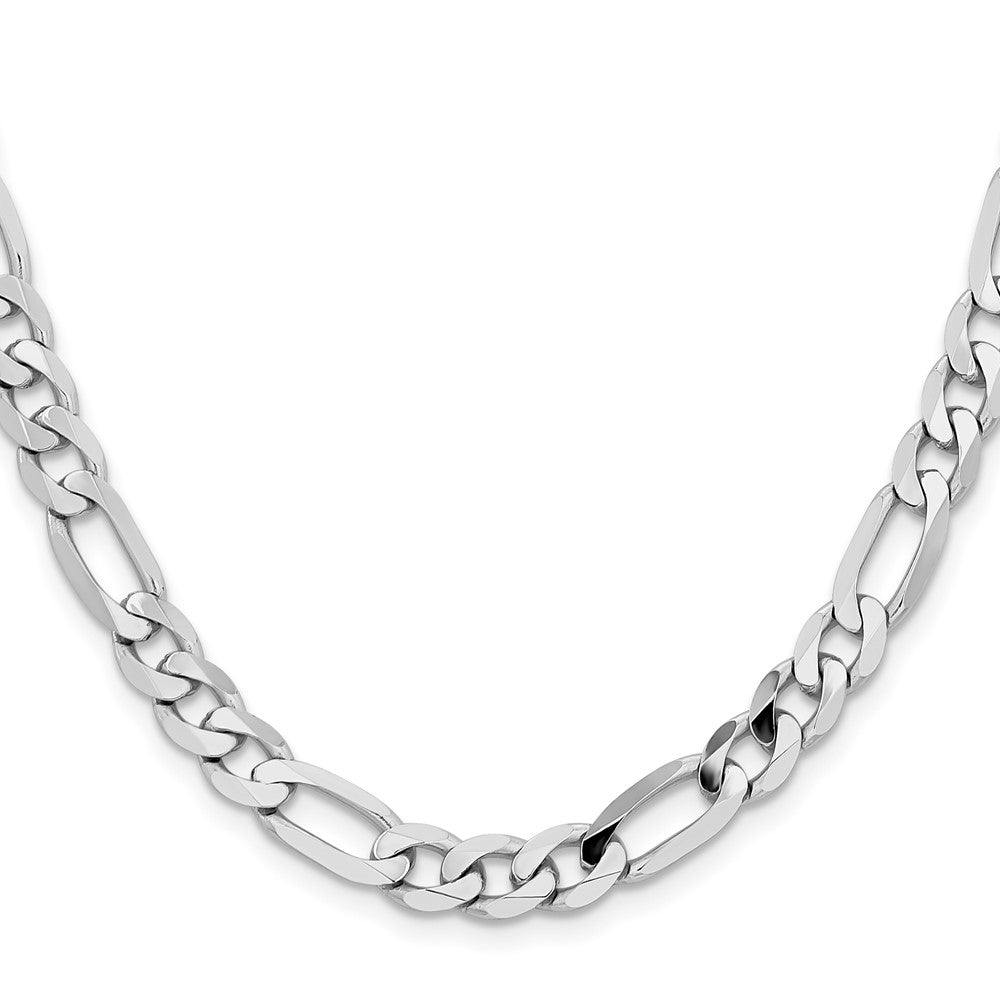 7.5mm Flat Figaro Chain - White Gold