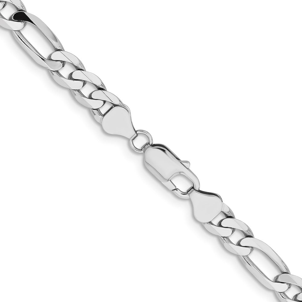 7.5mm Flat Figaro Chain - White Gold