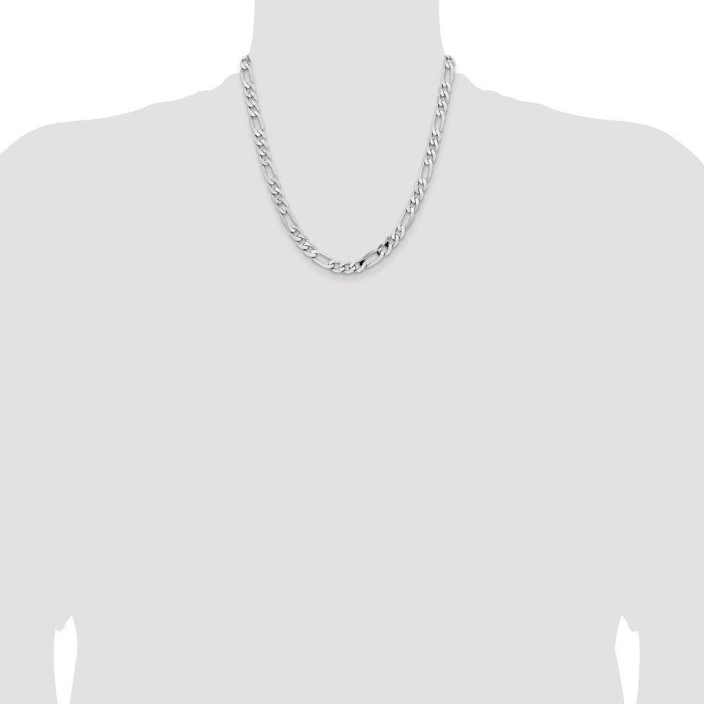 7.5mm Flat Figaro Chain - White Gold