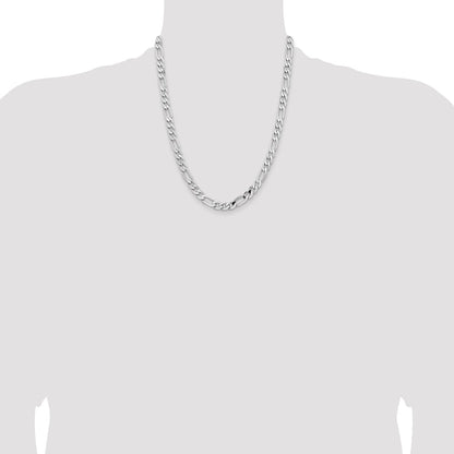 7.5mm Flat Figaro Chain - White Gold