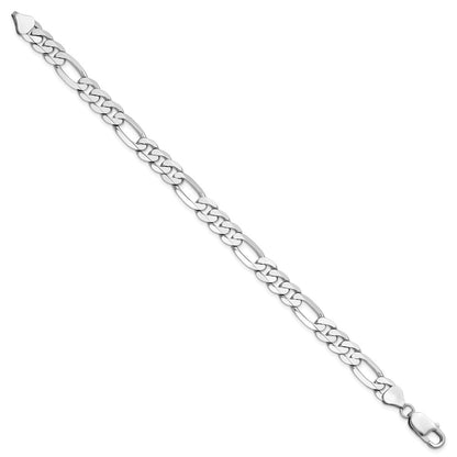 7.5mm Flat Figaro Chain - White Gold