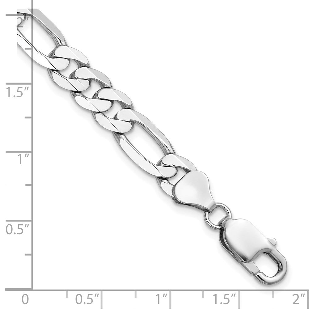 7.5mm Flat Figaro Chain - White Gold