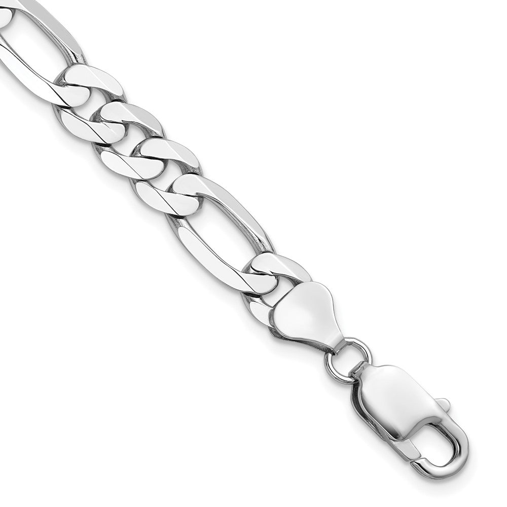 7.5mm Flat Figaro Chain - White Gold