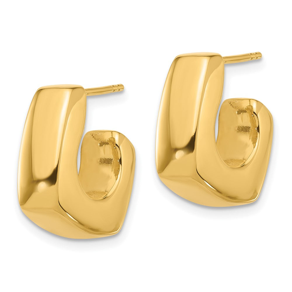 Polished Square J-Hoop Post Earrings