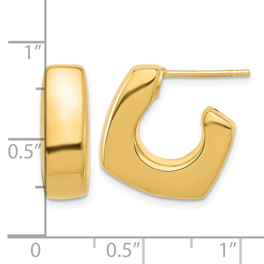 Polished Square J-Hoop Post Earrings