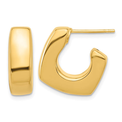 Polished Square J-Hoop Post Earrings