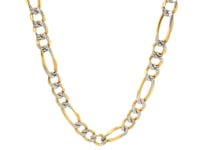 14K Yellow Gold Solid Pave Figaro Chain