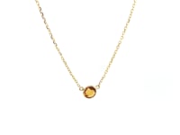 14k Yellow Gold 17 inch Necklace with Round Citrine