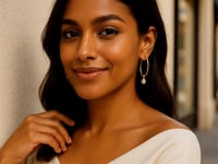Pearl Drop Oval Earrings in 14K Yellow Gold